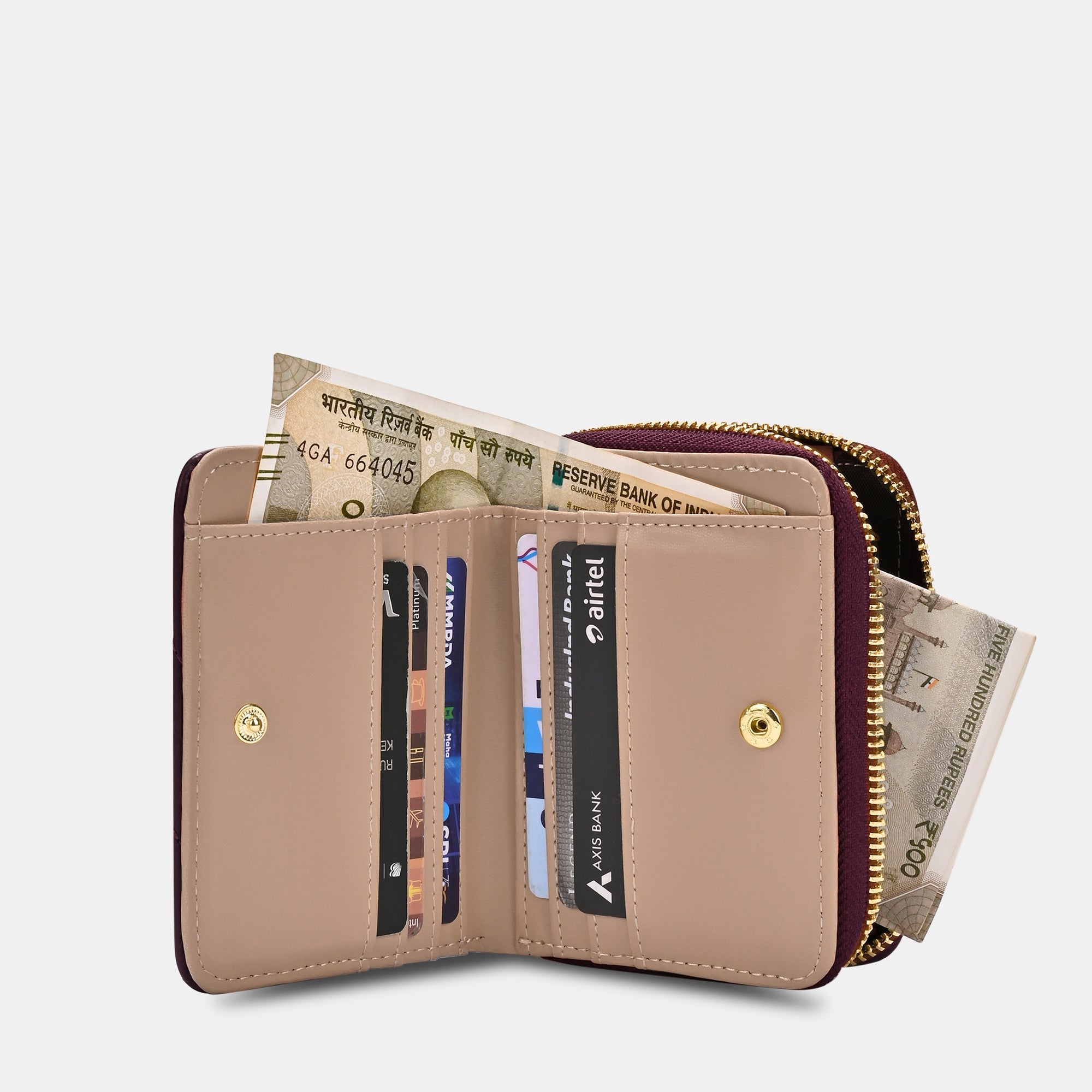 Diagonal Flap25 Small Zip Wallet - Stylish & Compact RFID Blocking Wallet for Men & Women - Perfect for Travel, Everyday Use & Minimalist Lifestyle