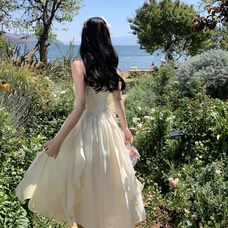 Elegant Summer Ruffle V-Neck Long Dress for Women - Perfect for Beach Vacations, Weddings & Date Nights