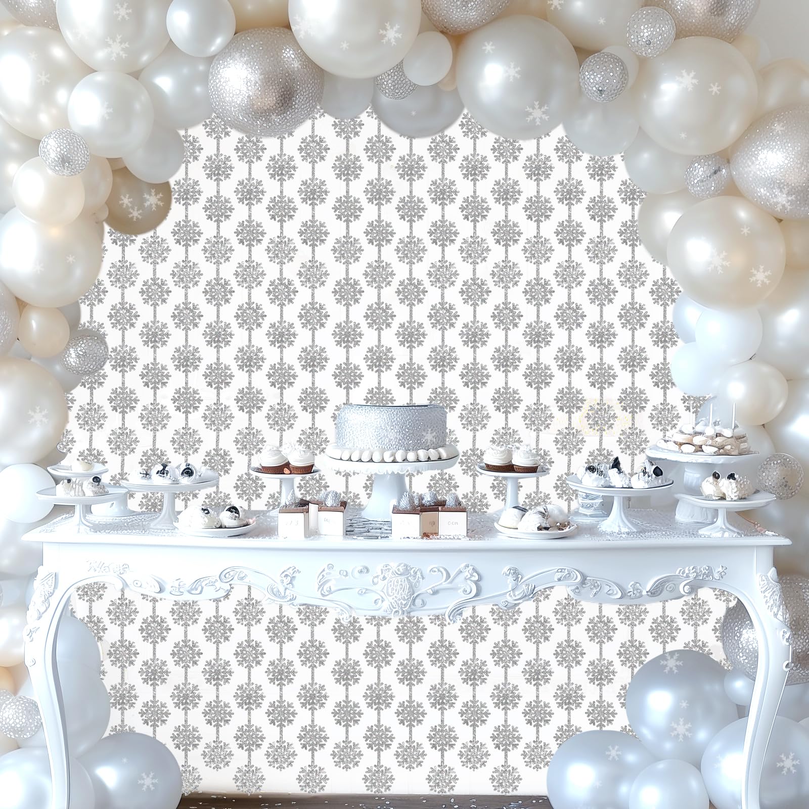 Silver Snowflake Foil Fringe Curtains - 3 Pack Iridescent Hanging Snowflake Streamers for Winter Wonderland Christmas Party Decor | Perfect for Holiday Home, Office & Wedding Decorations