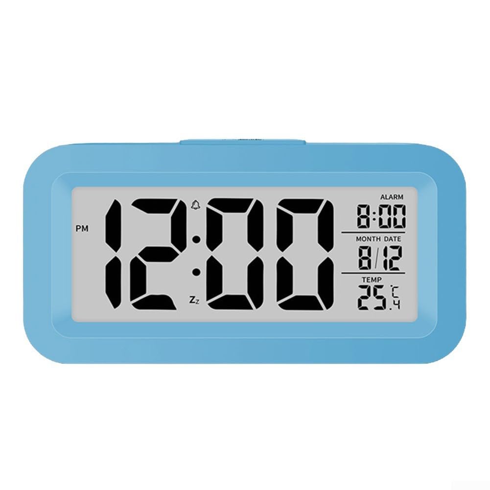 Smart Temperature Detection Alarm with Vibrant Color Options & Gradual Sound Alert - Perfect for Desk & Travel Use (Blue)