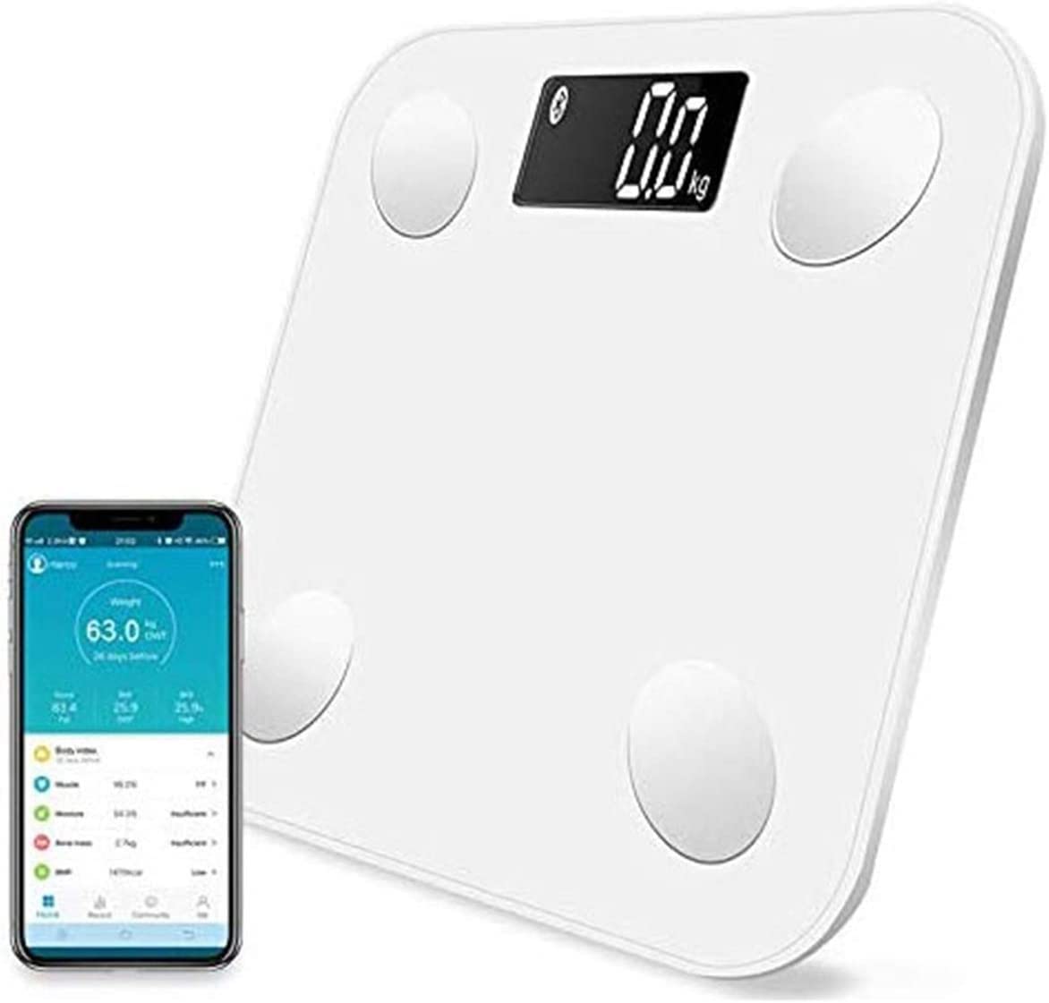Corsehild Smart BMI Scale - Digital Wireless Bathroom Weight Scale with Body Fat & Composition Analyzer, Bluetooth Sync to Smartphone App, Supports Up to 396 lbs - Perfect for Home Health Tracking & Fitness Progress Monitoring