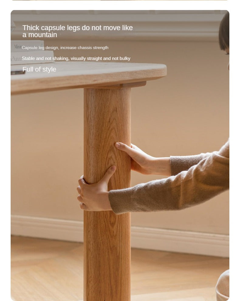Solid Oak Wood Round Corner Long Dining Table - Rustic Farmhouse Style for Family Gatherings & Dinner Parties