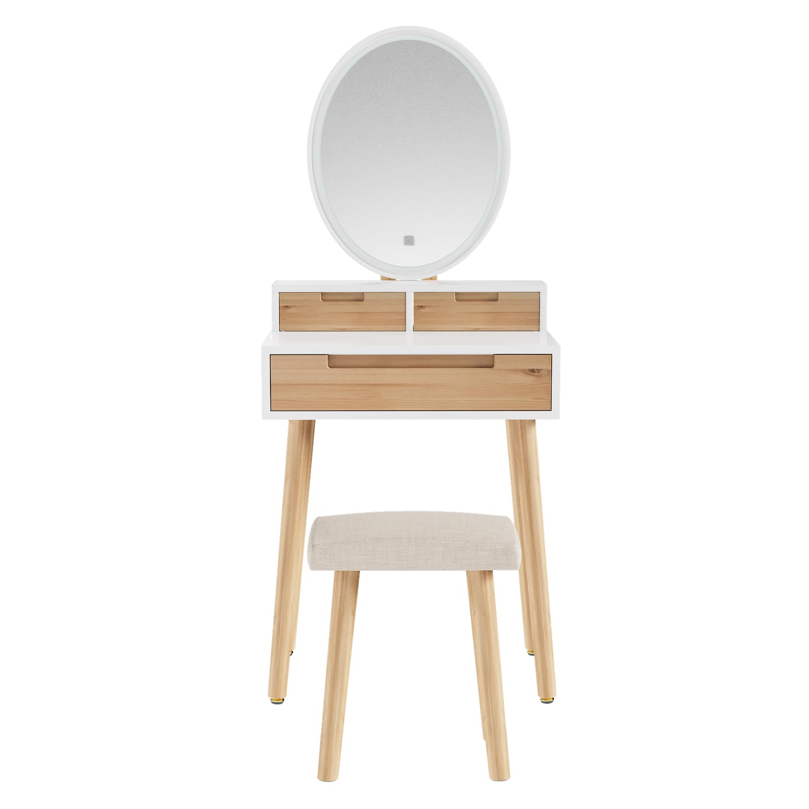 YOURLITE Small Makeup Vanity Desk with LED Lights - Adjustable Brightness Mirror, Compact Dressing Table with Drawers & Storage Shelves for Small Spaces - Perfect for Bedroom, Apartment & Dorm Room Beauty Setup