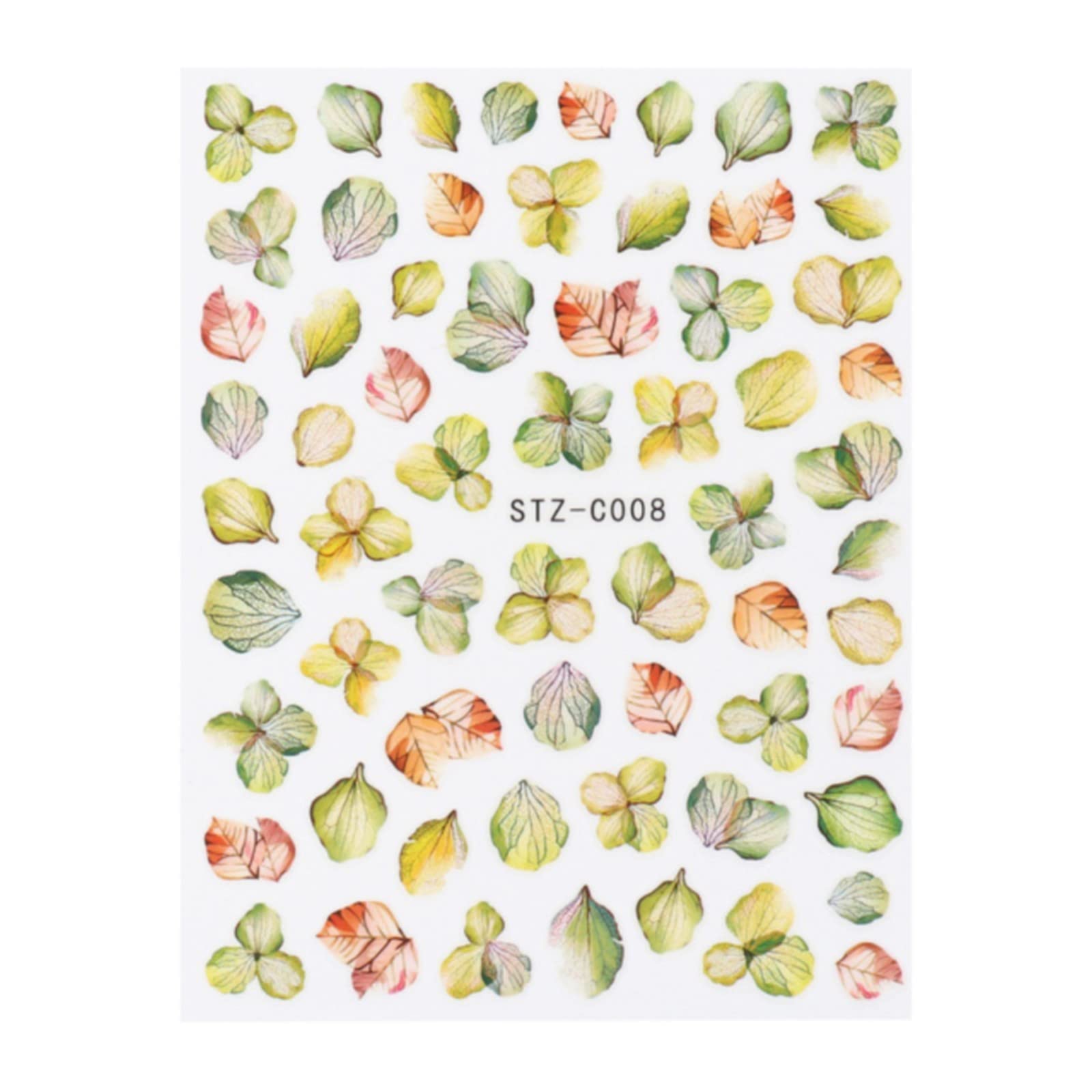 BBZUI Floral Nail Stickers - Rose & Green Plant Nail Decals, Dried Flowers & Leaves for Nail Art, French Tip Designs | Perfect for DIY Manicures, Salon Nail Art, and Special Occasion Nail Decorations (Size G, One Size)