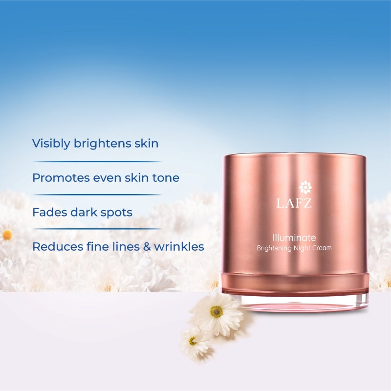 Lafz Organix Illuminate Brightening Night Cream 50g - Dark Spot Corrector & Glow Booster for Overnight Skin Repair - Perfect for Dry, Dull & Uneven Skin Tone