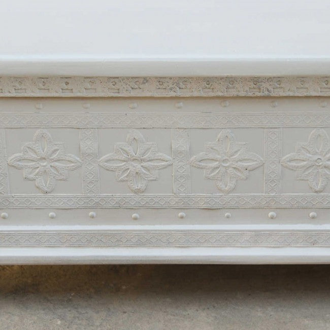 Hand Carved Floral Blanket Box - White Wooden Storage Chest for Blankets, Pillows & Linens | Perfect for Bedroom, Nursery & Home Decor Organization