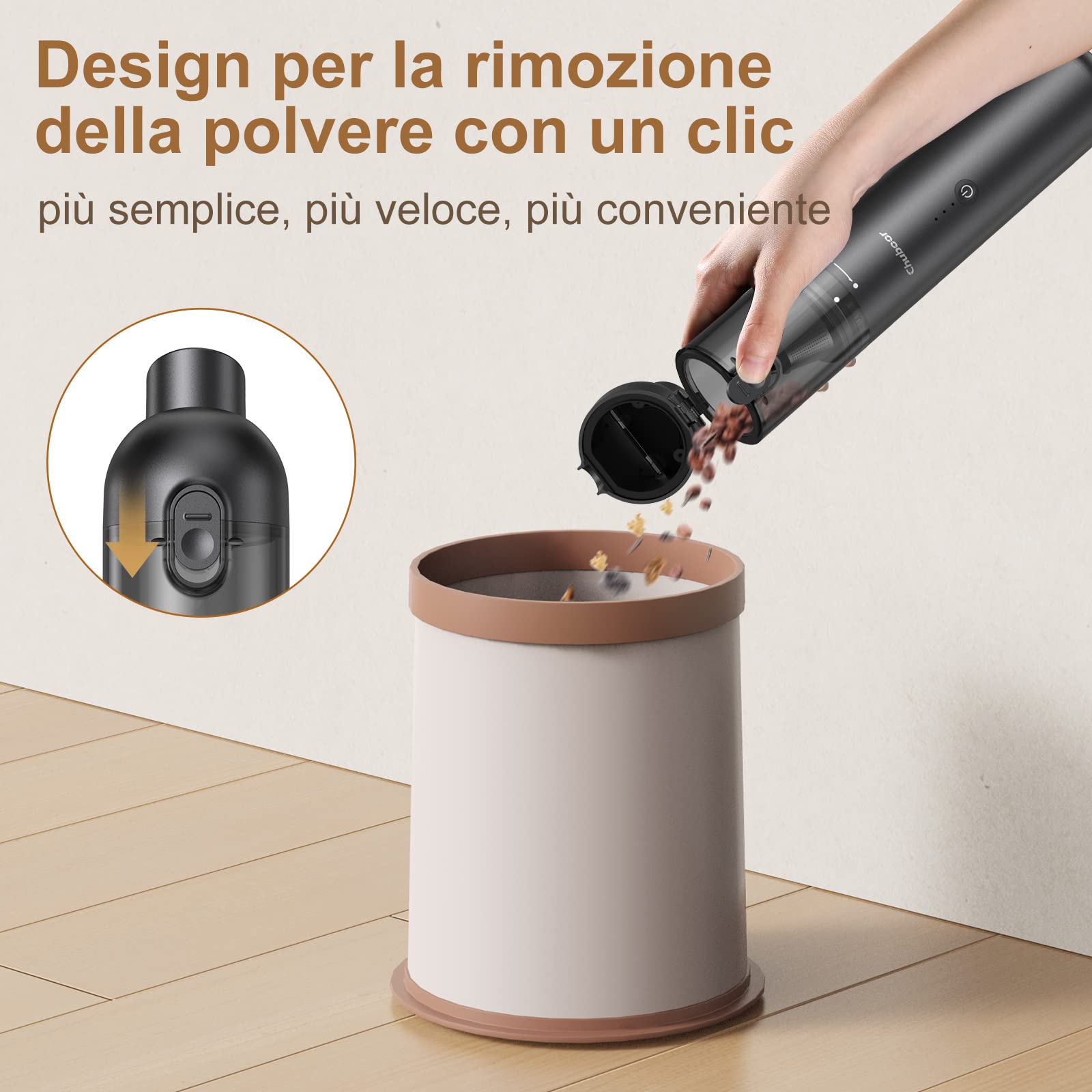 Chuboor 18000Pa Powerful 4-in-1 Portable Car Vacuum Cleaner with USB Charging | Includes 4 x 2000mAh Mini Vacuums & Triple Filtration System | 25 Min Runtime | Ideal for Home, Car, Office & Pet Hair Cleaning (Black)