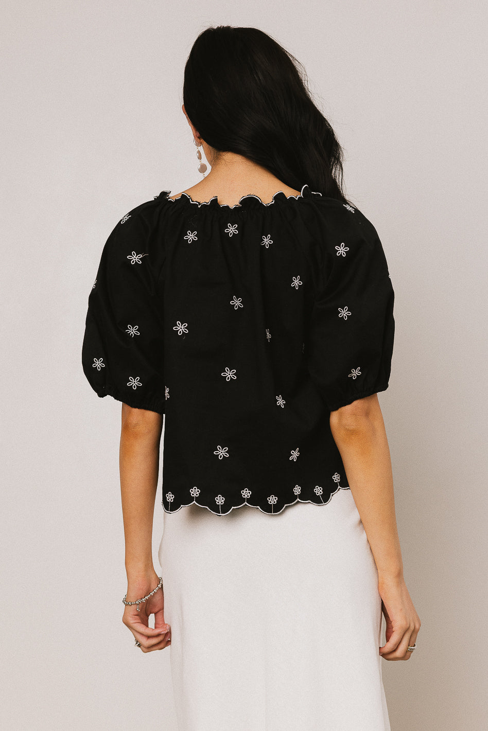 Kara Embroidered Blouse for Women - Elegant Black Embroidered Top | Perfect for Office Wear, Date Night & Special Occasions