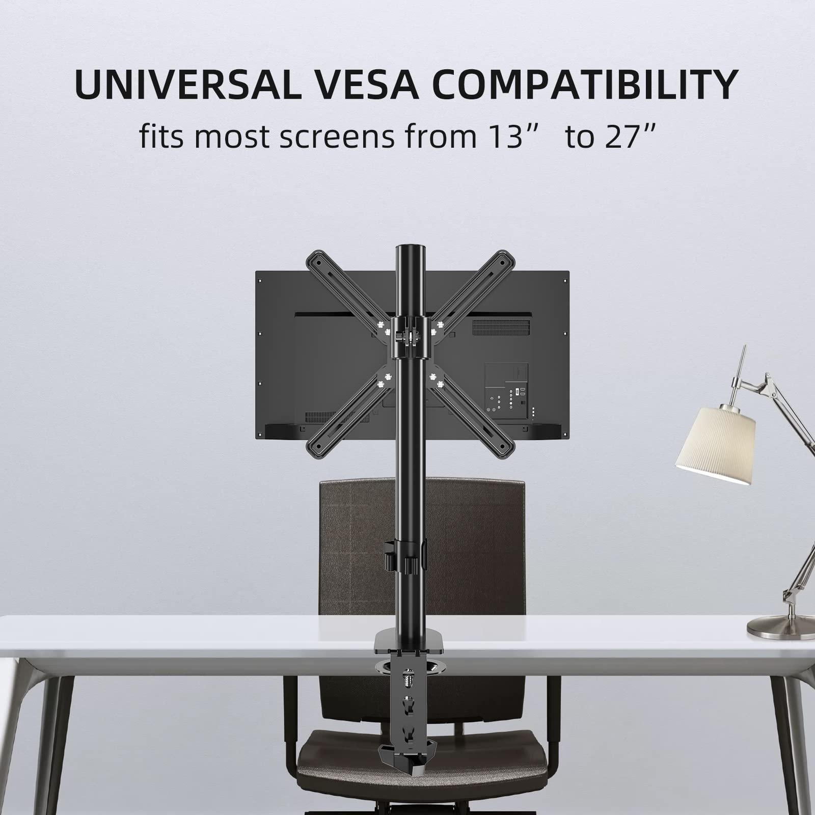 Heavy Duty Single Monitor Desk Mount with Non-VESA Adapter - Adjustable Monitor Arm for 17-32 Inch Screens | Perfect for Home Office, Gaming Setup & Workspace Ergonomics