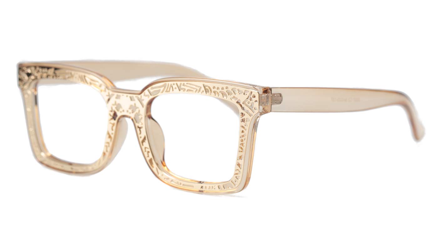SOOLALA Women's Fashion Square Reading Glasses with Patterned Frames - Lightweight Readers for Women - Perfect for Reading, Computer Use & Daily Activities