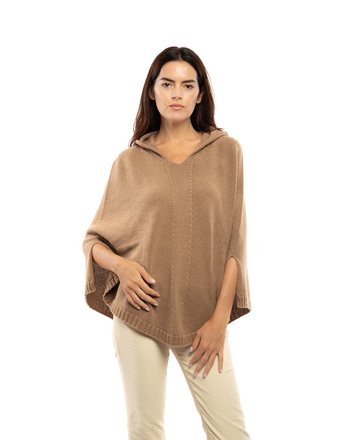 Women's Pure Cashmere Hoodie Poncho - Soft Winter Wrap Sweater in Milk White | Cozy Lounge Wear & Outdoor Fashion for Fall and Winter