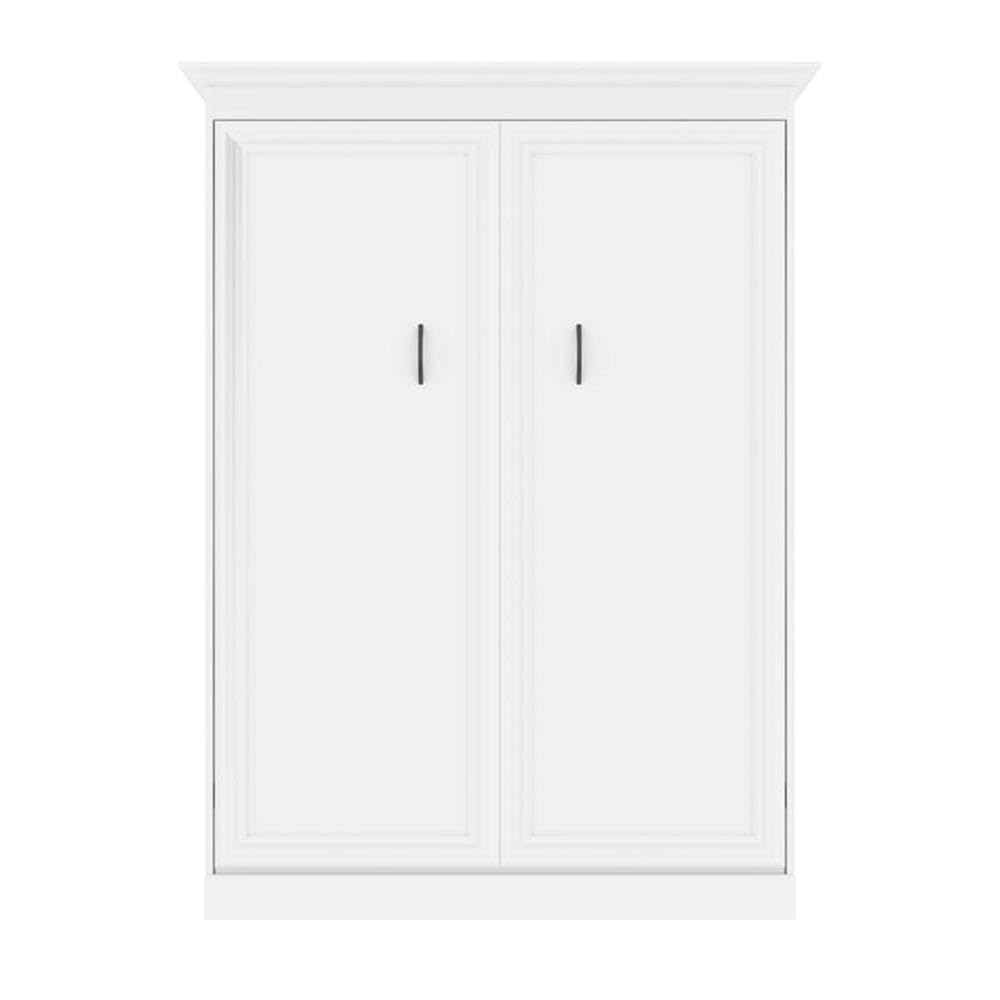Modern Wood Queen Murphy Bed with Nightstands - Rustic Brown & White Finish - Space-Saving Wall Bed for Small Apartments, Guest Rooms & Home Offices