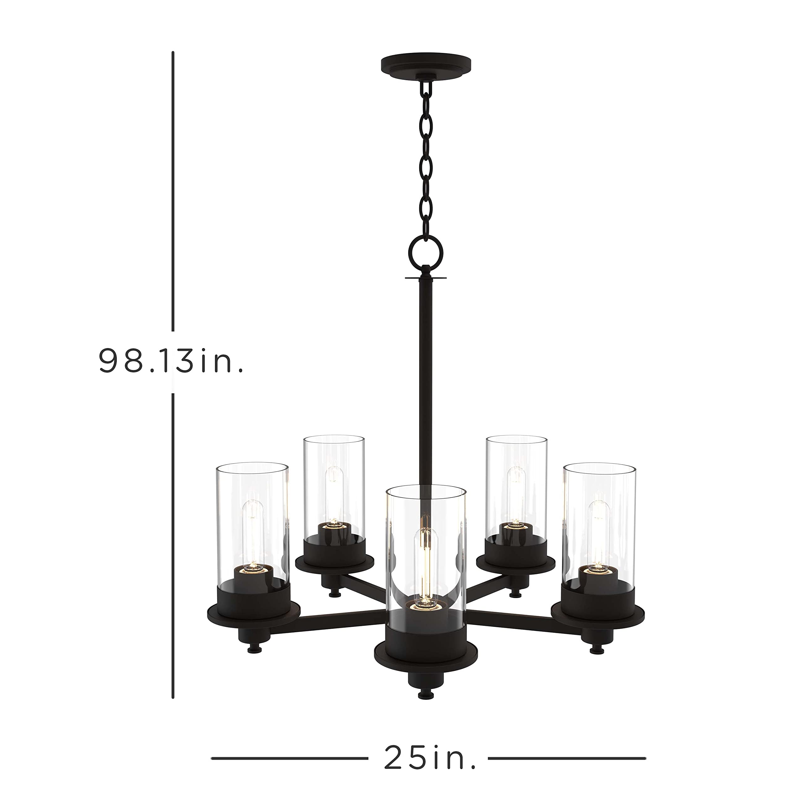 ENBRIGHTEN 5-Light Farmhouse Chandelier - Black LED Dining Room Light Fixture for Kitchen, Living Room & Bedroom | Modern Rustic Ceiling Lighting for Home Decor