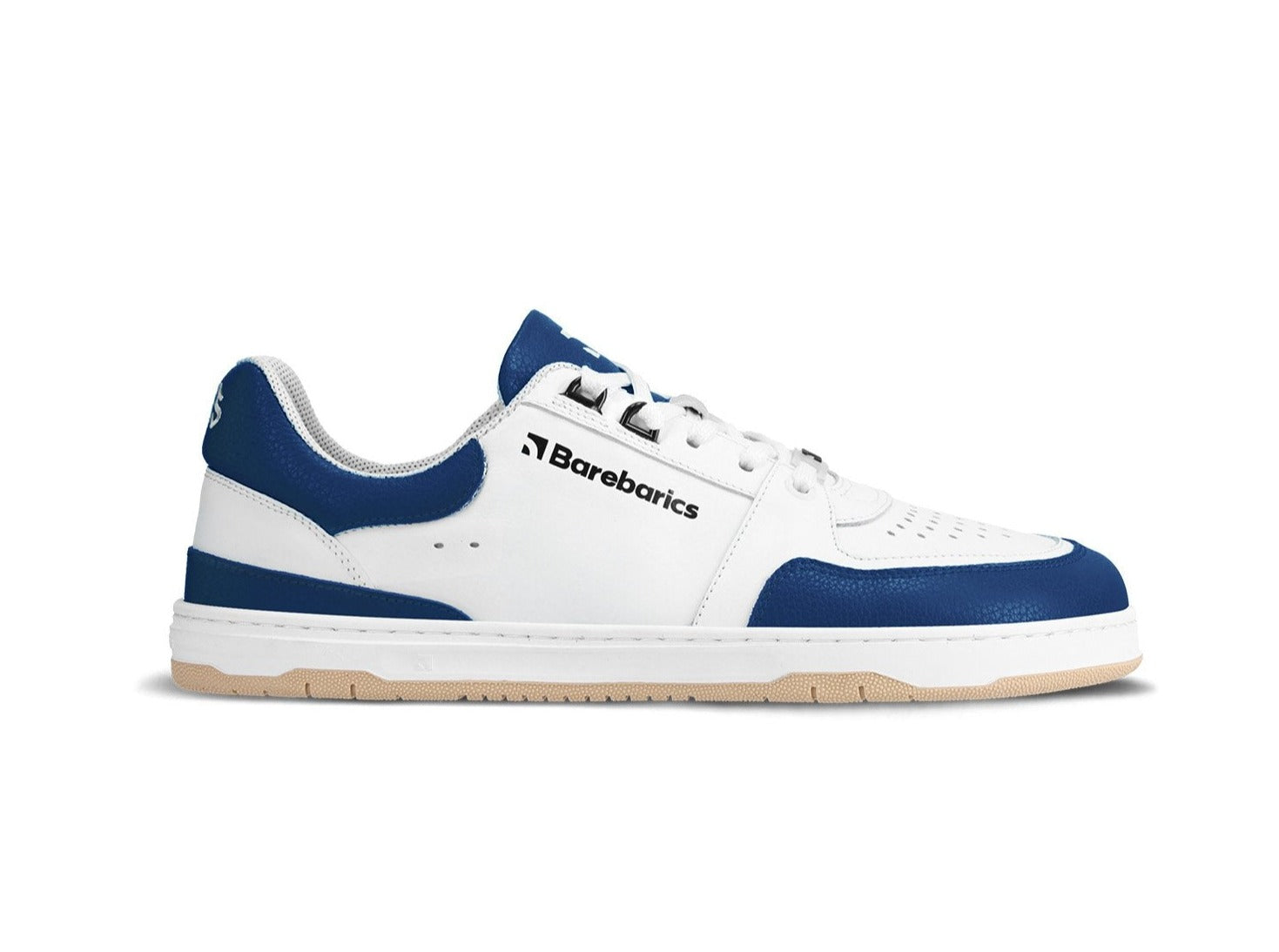 Barebarics Wave Barefoot Sneakers for Men & Women - White & Dark Blue Minimalist Shoes for Running, Walking & Gym Workouts