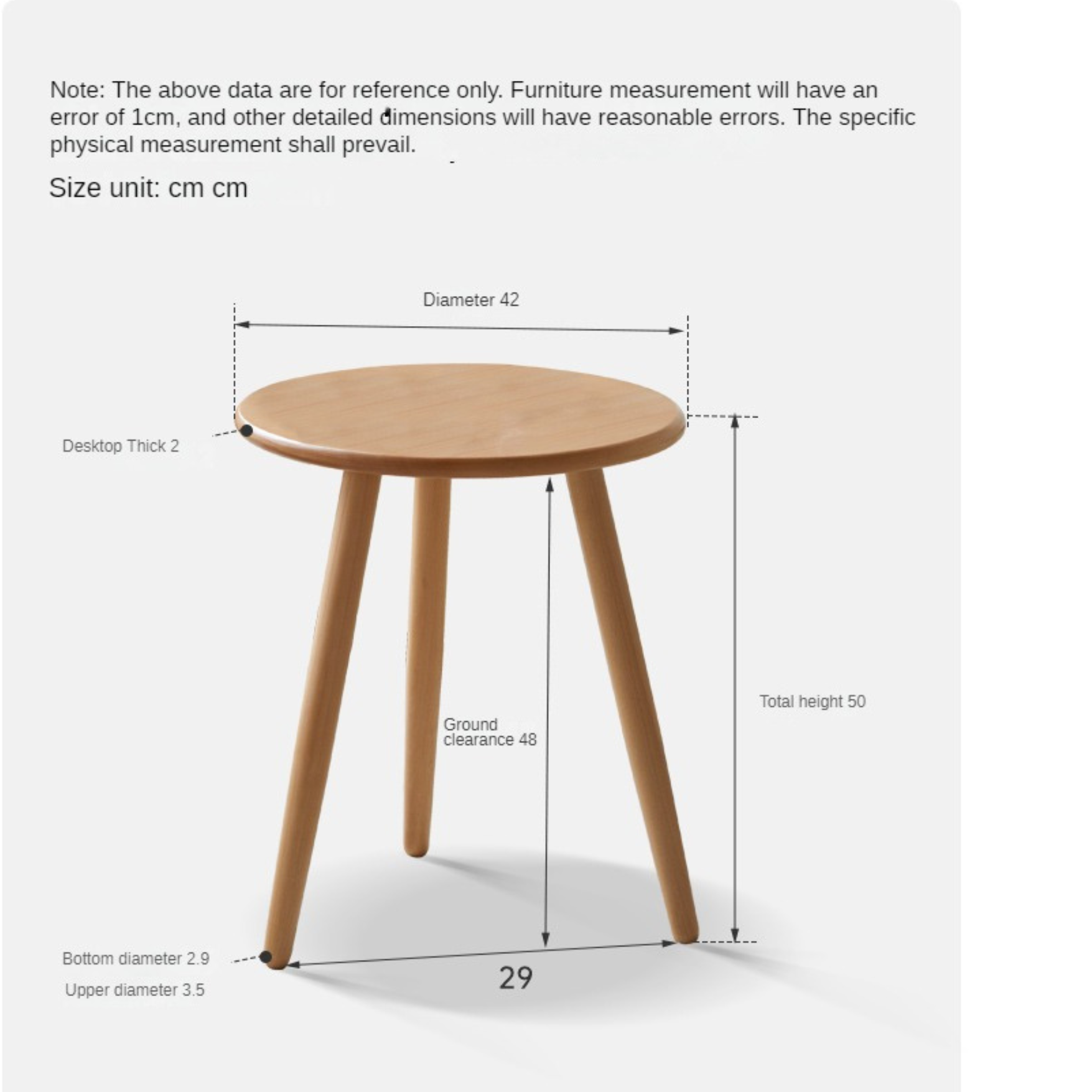 Solid Beech Wood Round Side Table - Small Accent Table for Living Room, Bedroom, or Patio - Natural Wood End Table with Sturdy Construction