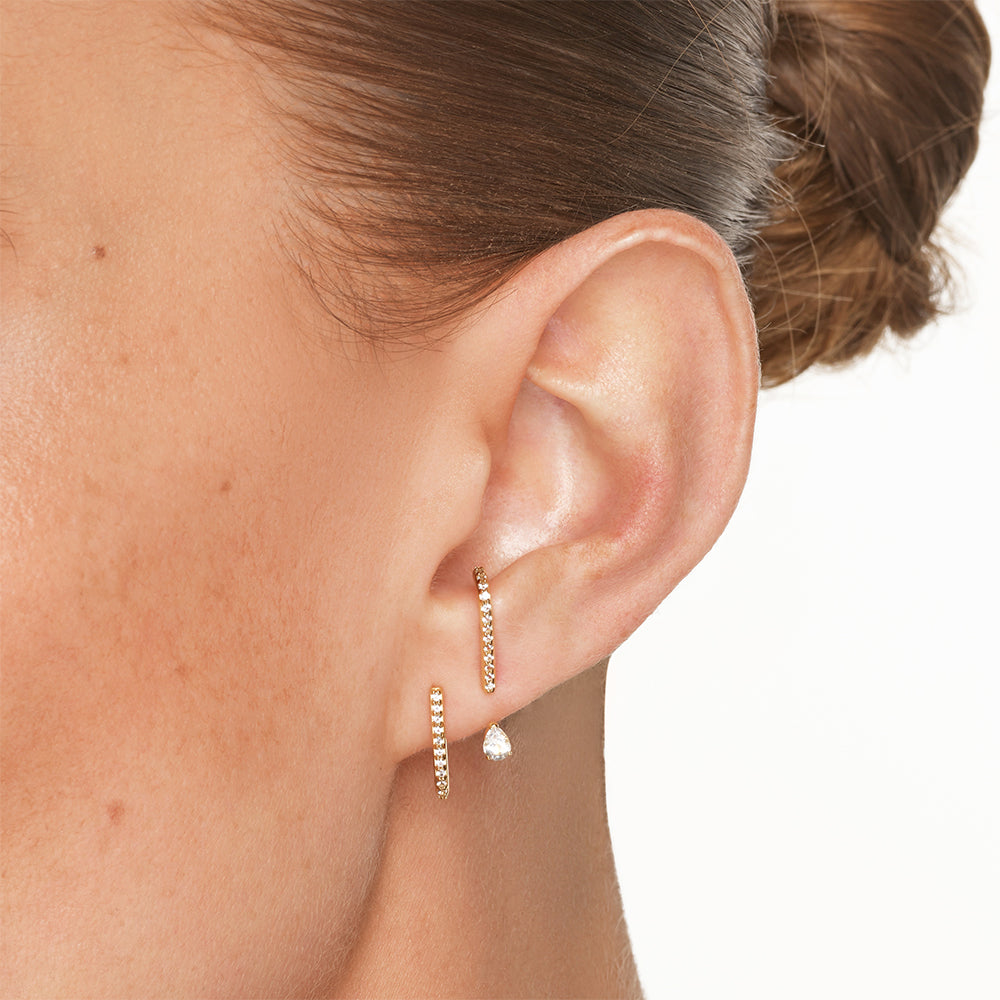 White Topaz Gold Suspender Jacket Earrings - Elegant Dangle Earrings for Women, Perfect for Weddings, Parties & Special Occasions
