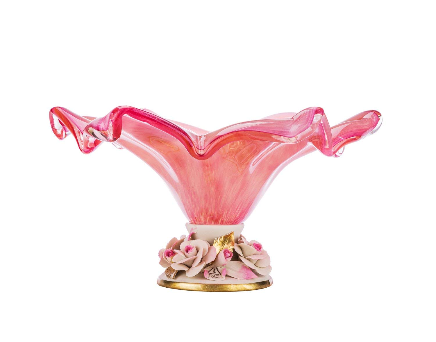Gifts Plaza 15-Inch Pink Star Footed Fruit Bowl - Large Serving Centerpiece for Dining Table, Kitchen Counter, Party Decor, and Gift Ideas