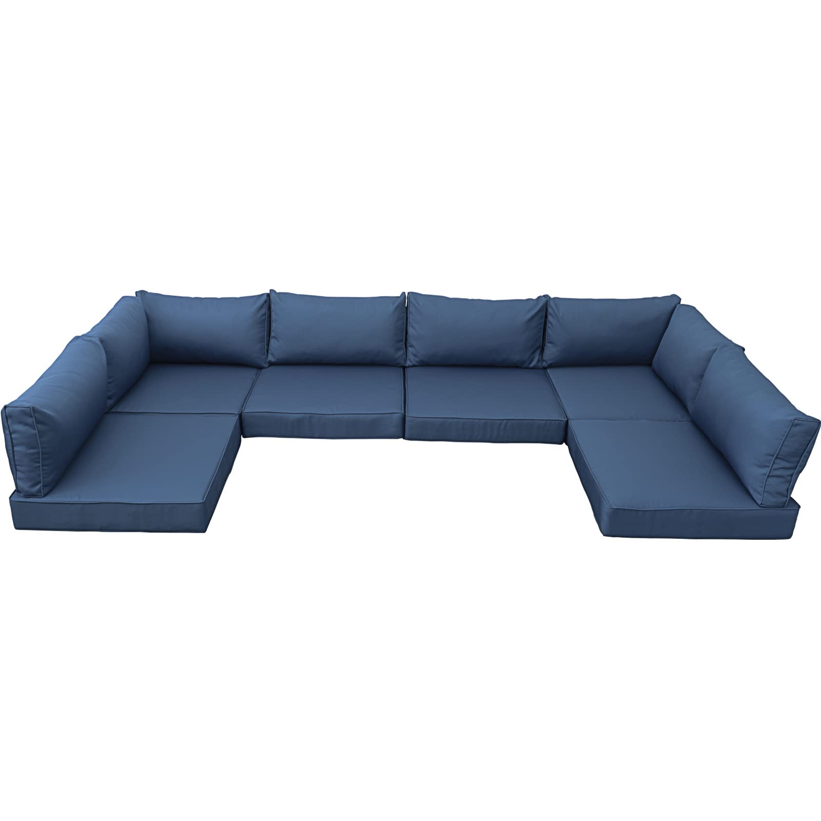 Valita 14-Piece Outdoor Replacement Cushions Set for 6-Seat Sectional Rattan Furniture - Water-Resistant Patio Sofa Cushions with Liner & Cover (Navy Blue) - Perfect for Backyard, Poolside, and Garden Conversation Areas