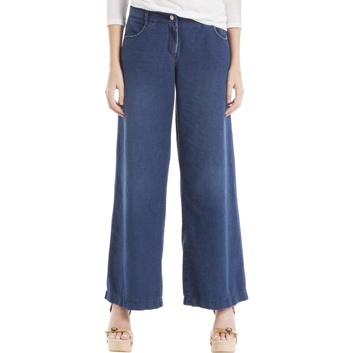 Max Studio Women's Loose Fit Dark Wash Wide Leg Jeans - Comfortable Stretch Denim Pants for Casual Wear & Everyday Outfits