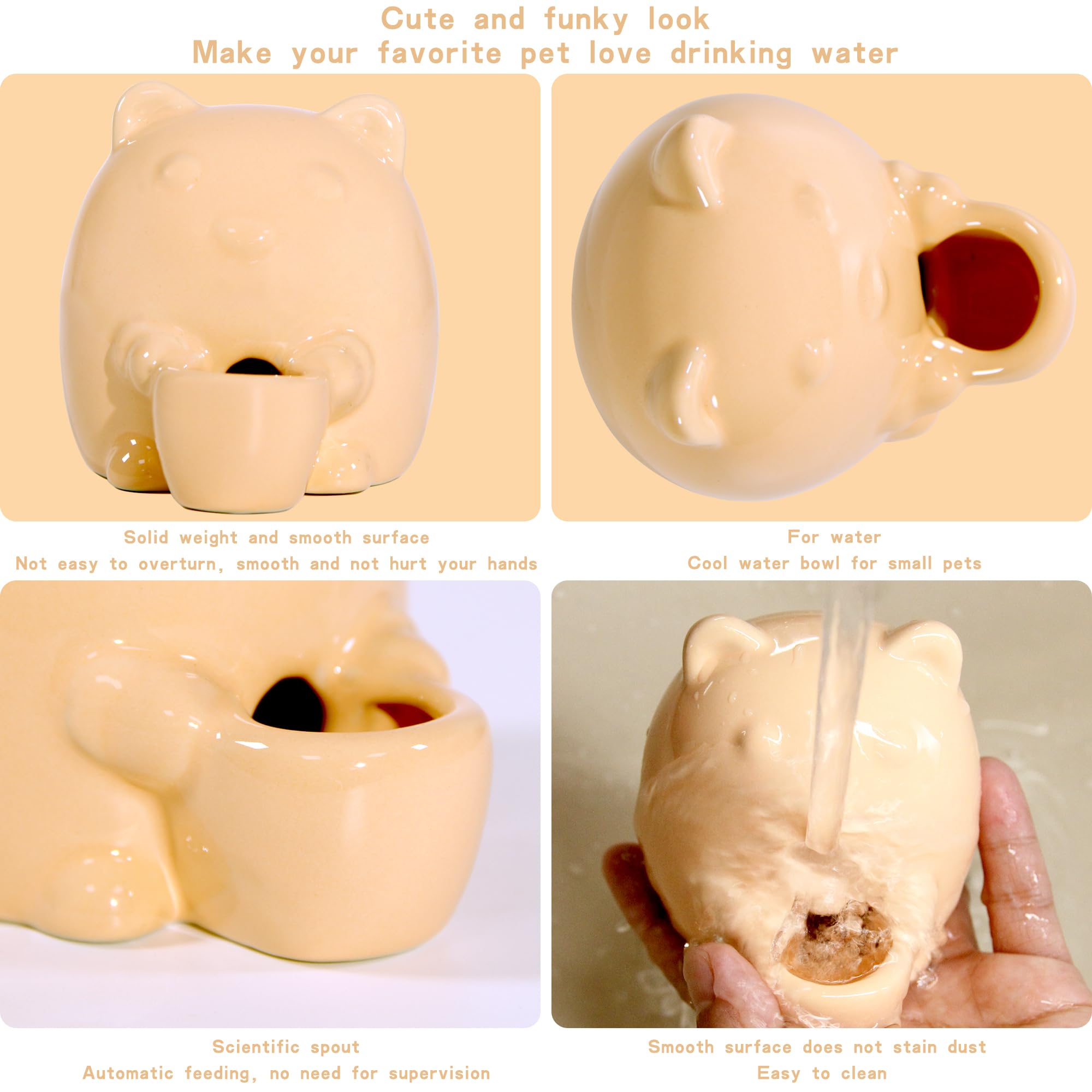 No-Drip Ceramic Small Animal Water Bottle for Hamsters, Guinea Pigs, Rabbits, Hedgehogs & Chinchillas - Leak-Proof Pet Water Dispenser with Ceramic Spout (Orange) - Perfect for Cages, Habitats & Travel Carriers