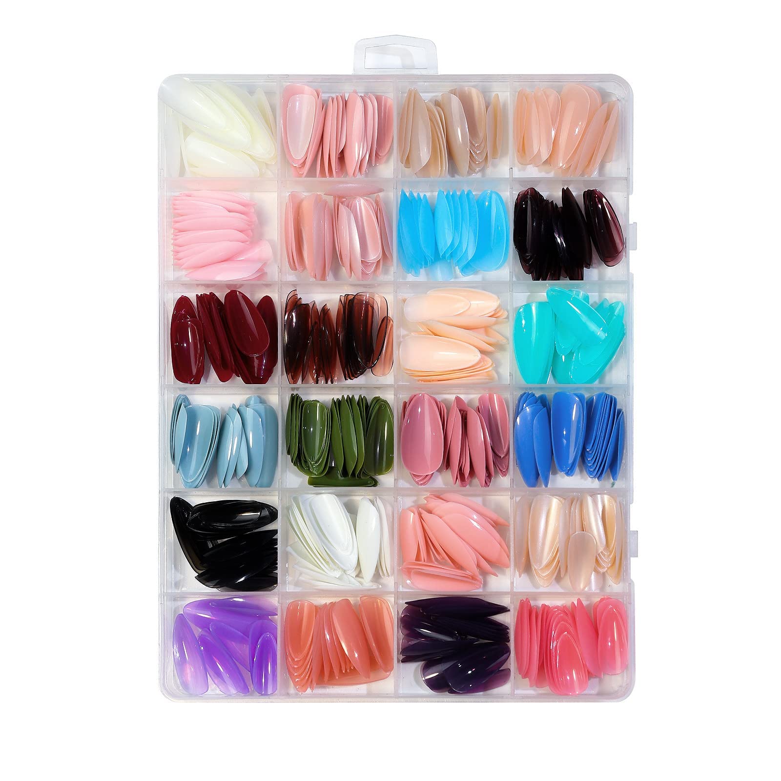 CHANGAR 576PCS Medium Almond Press on Nails - Matte Acrylic Fake Nails Set with 24 Solid Colors | Full Cover Short Stiletto False Nails for DIY Nail Art | Perfect for Parties, Weddings, and Everyday Wear