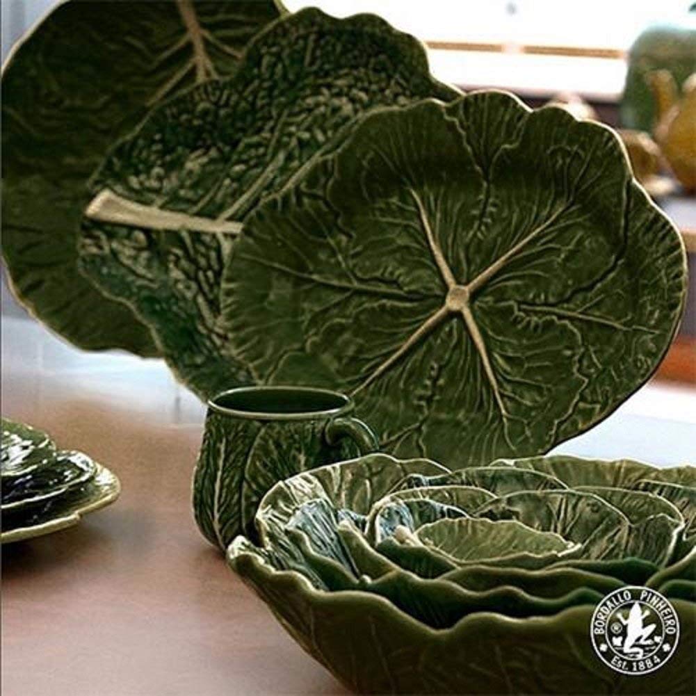 Bordallo Pinheiro Cabbage Leaf Design Ceramic Dinner Plate - 10.5 Inch Elegant Tableware for Dining, Parties & Home Decor