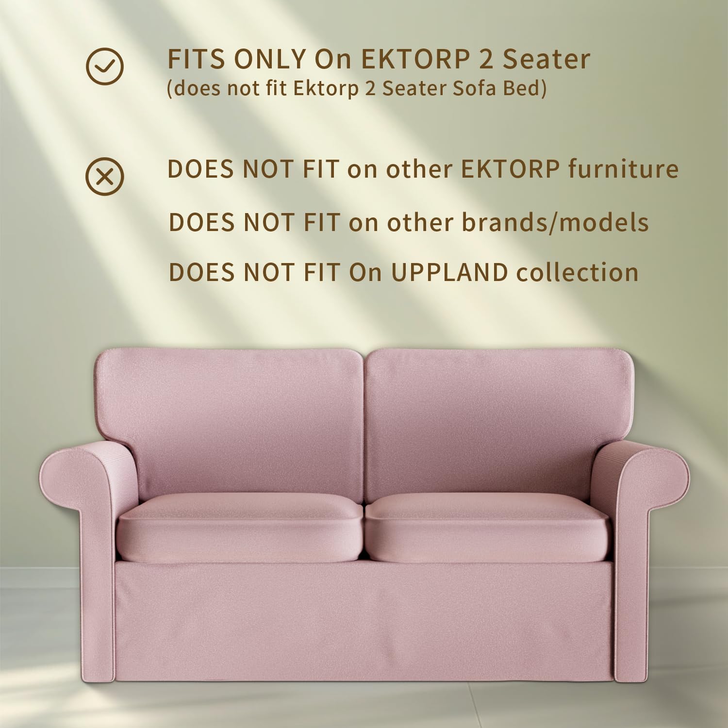 ShanSon Sofa Slipcover for IKEA Ektorp Loveseat - Stretchable 2-Seat Sofa Cover & Armchair Protector in Soft Pink - Perfect for Living Room, Bedroom, and Home Decor Refresh