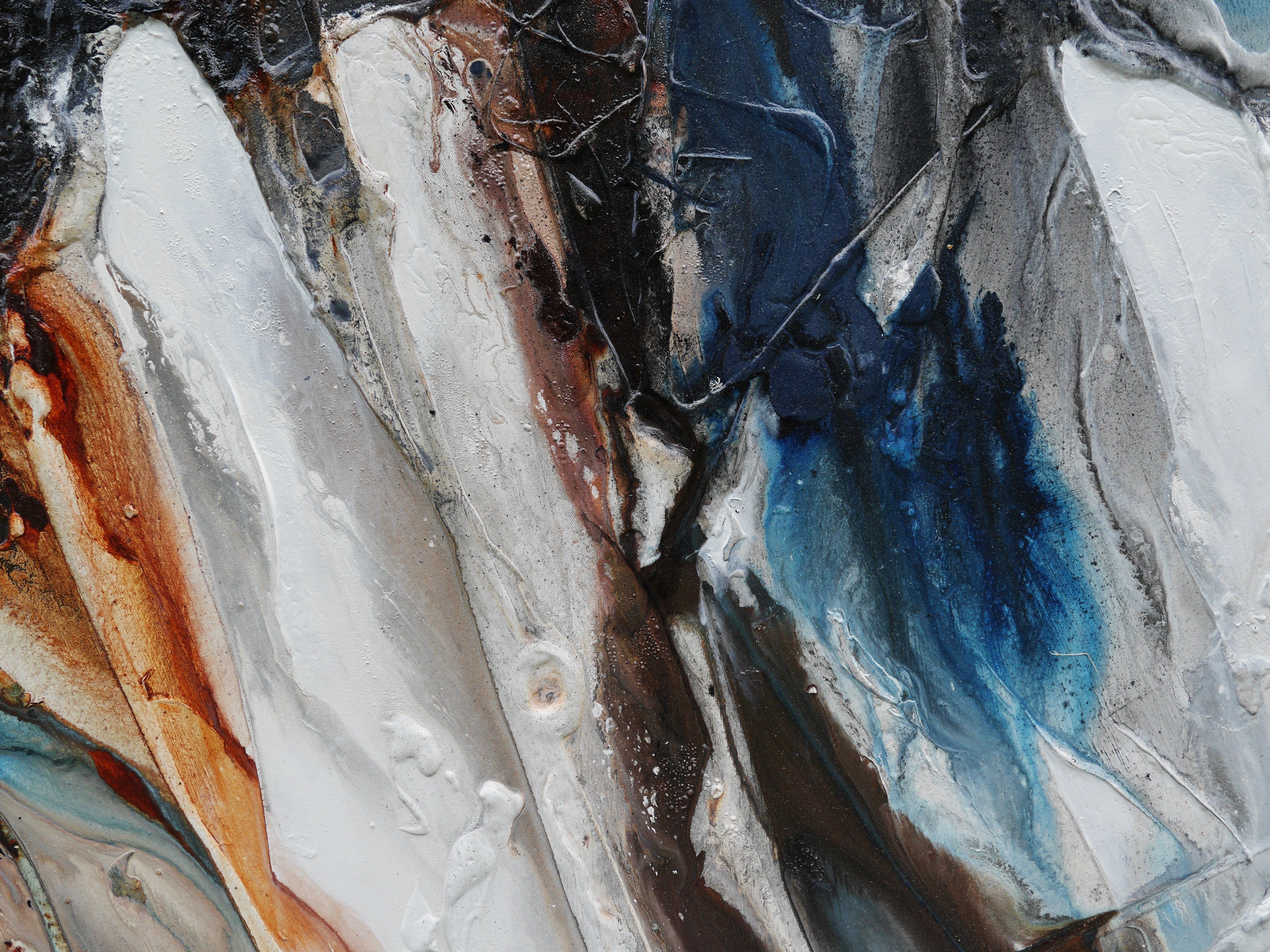 Denim Rush 150cm x 150cm Rustic Blue Textured Abstract Canvas Art - Modern Wall Decor for Living Room, Bedroom & Office