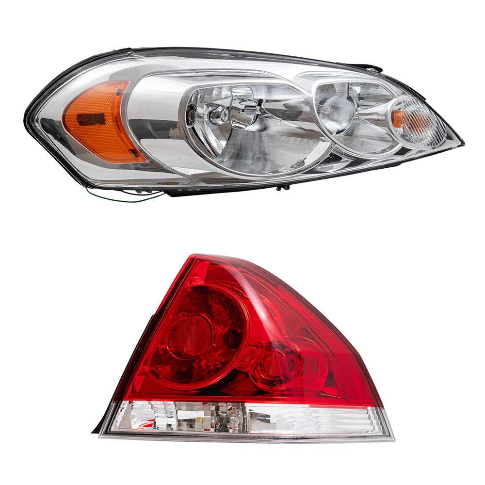 2006-2013 Chevy Impala Halogen Headlight & Tail Light Assembly Set - Left/Right Driver & Passenger Side Replacement - 4-Piece Aftermarket Kit for Improved Night Visibility & Style Upgrade | Perfect for Daily Commuting, Road Trips & Car Restoration Projects