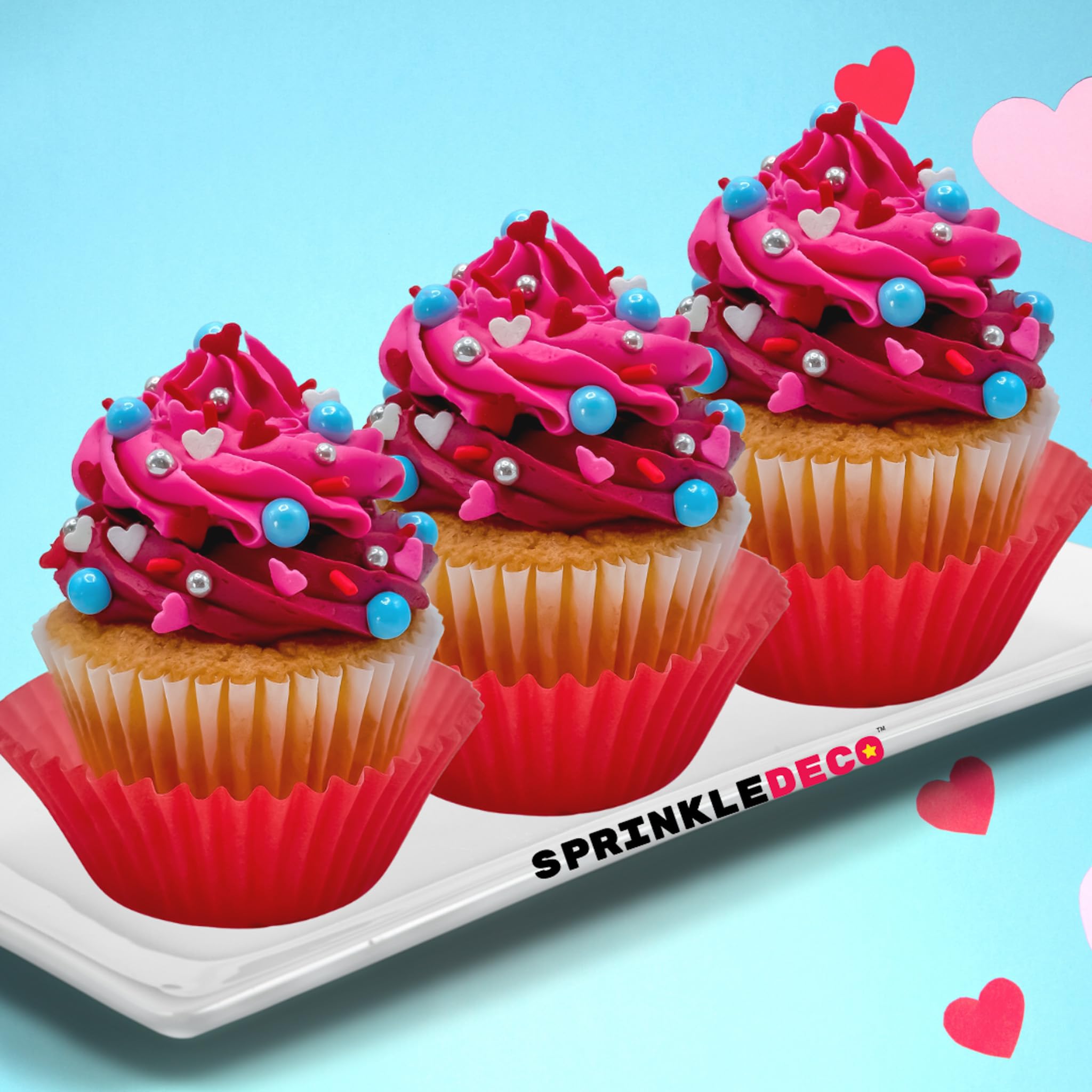 Valentine's Day Cupcake Decorations - 6oz Heart-Shaped Confetti Sprinkles for Cakes, Cookies, Ice Cream & Donuts | Baking Supplies for Parties, Weddings & Romantic Desserts