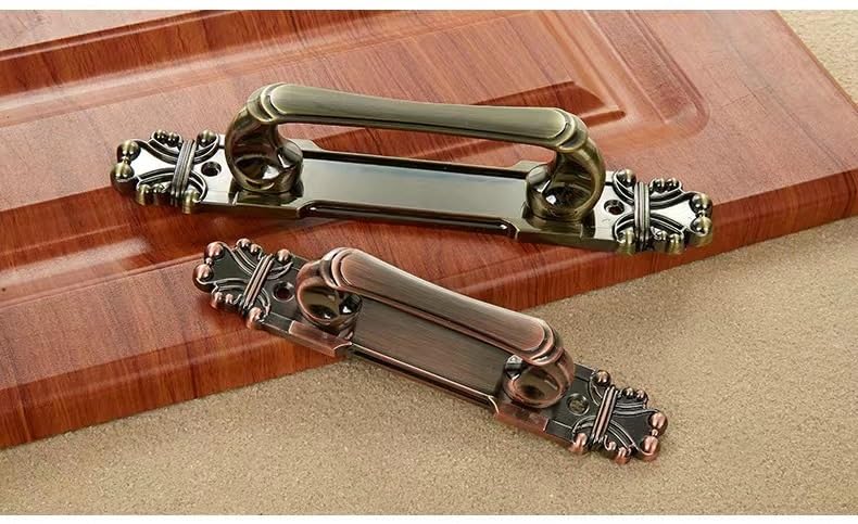 European Style Cabinet Handles & Drawer Pulls - 2Pcs Metal Sliding Door Handles for Kitchen Cabinets, Cupboards & Furniture (Red) - Perfect for Home Renovation & DIY Cabinet Upgrades