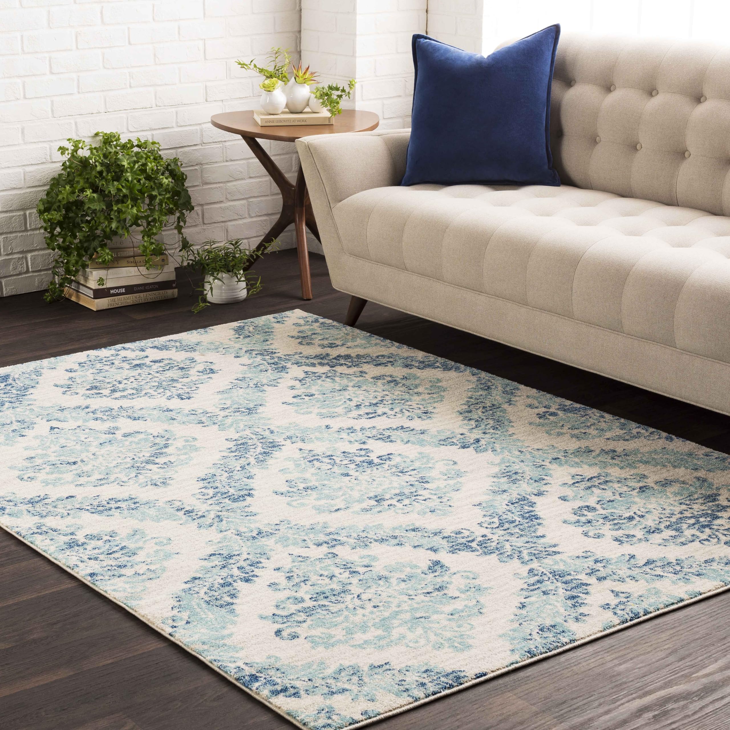 Mark&Day 4x6 Bellburns Cottage Teal Area Rug - Soft Blue Ivory Grey Carpet for Living Room, Bedroom, Kitchen - Perfect for Cozy Home Decor (3'11