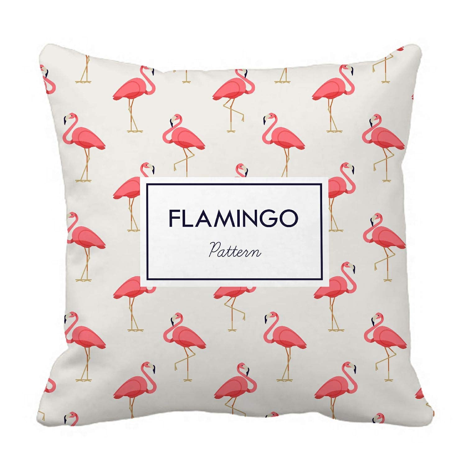 Pink Flamingo Pillow Cover - Beige & Pink 2-Sided Decorative Pillowcase 20x20 Inch for Couch, Bed, Sofa | Soft & Stylish Home Decor Accent for Living Room, Bedroom, Nursery
