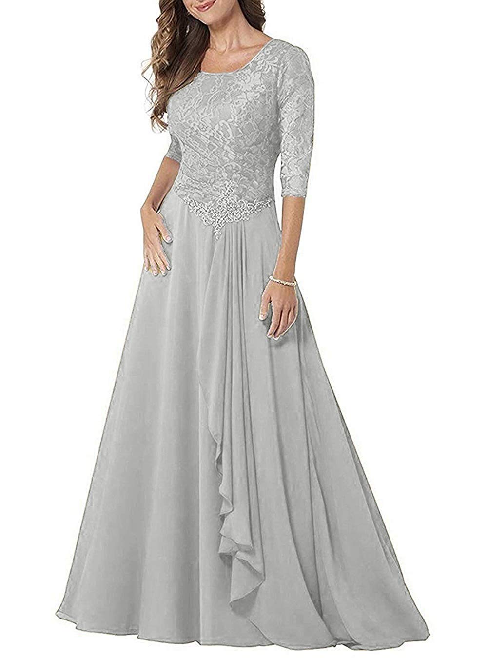 Elegant Long Sleeve Lace Mother of The Bride Dress - Formal Evening Gowns for Women Wedding Guest Chiffon Dress - Perfect for Weddings, Parties & Special Occasions