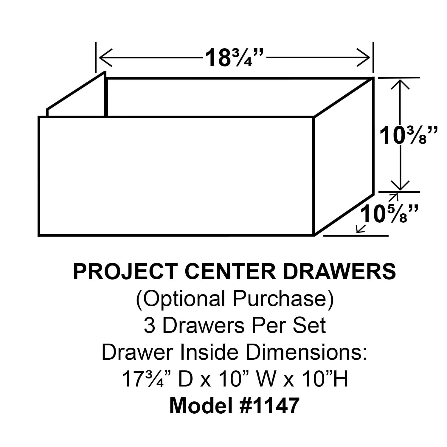 Venture Horizon 3-Piece Walnut Project Center Drawer Set - Organize Tools, Crafts & Office Supplies for Home, Workshop & DIY Projects