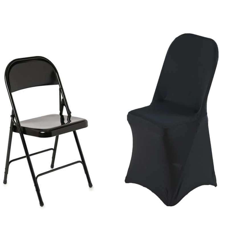 Efavormart 40-Pack Premium Black Spandex Stretch Folding Chair Covers - Elastic Fitted Seat Covers for Weddings, Parties, Events & Home Decor