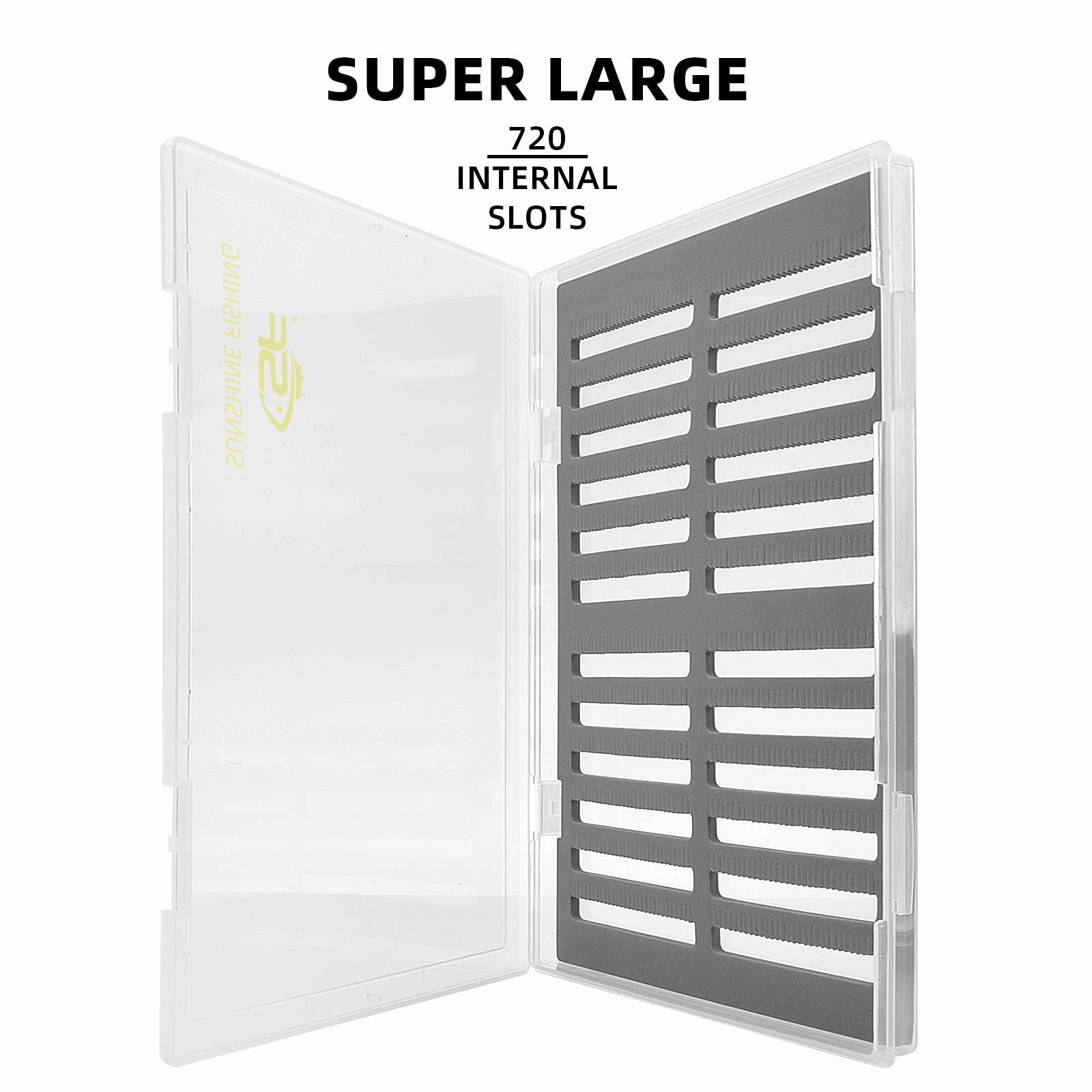 SF Collection Clear A4 Super Large Capacity Fly Fishing Box with Slit Foam - Waterproof Hook & Tackle Storage for Competition, Travel & Outdoor Fishing Gear Organization