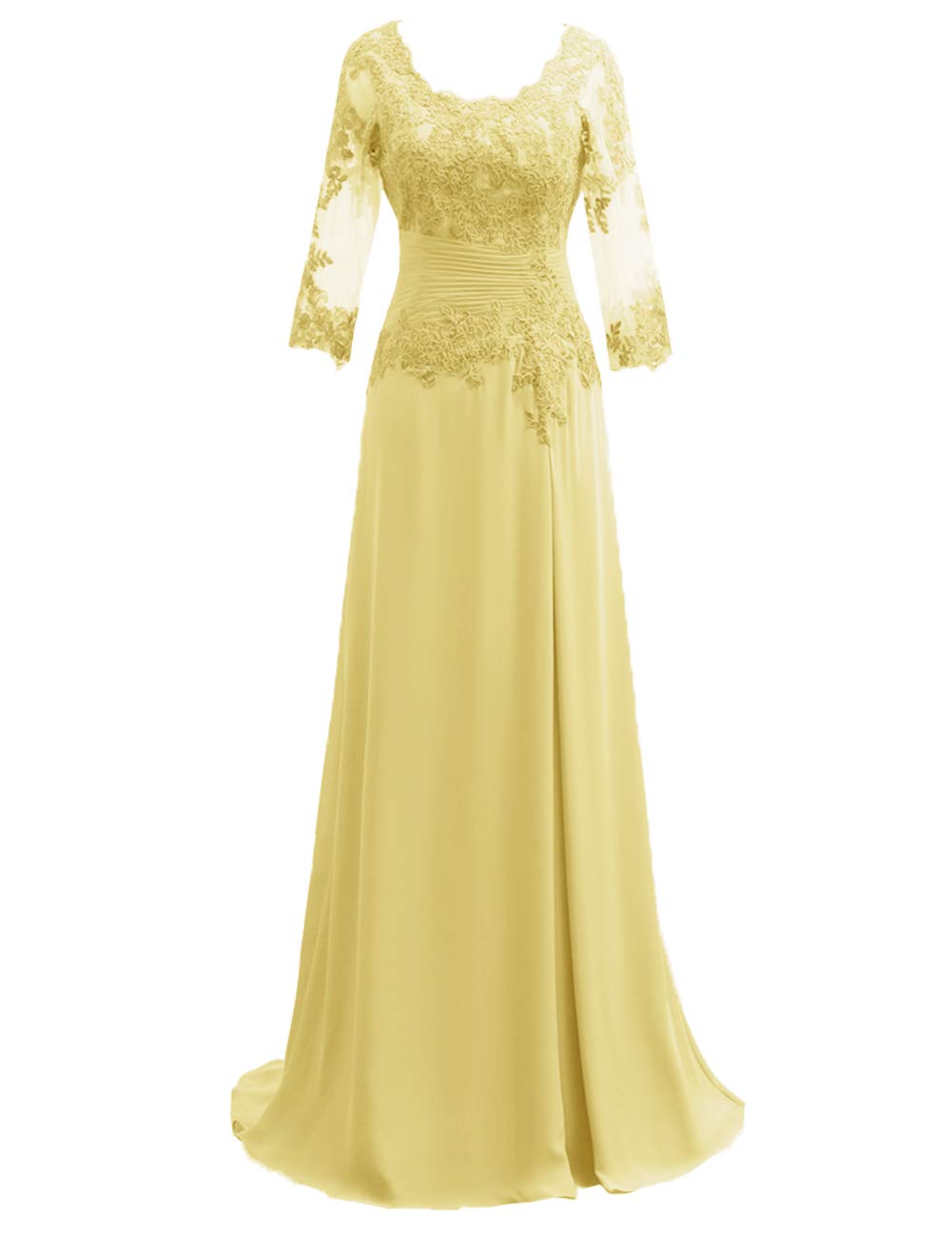 Elegant Long Sleeve Chiffon Mother of The Bride Dress - Lace Formal Evening Gown for Wedding Guest - Perfect for Weddings, Galas & Special Occasions