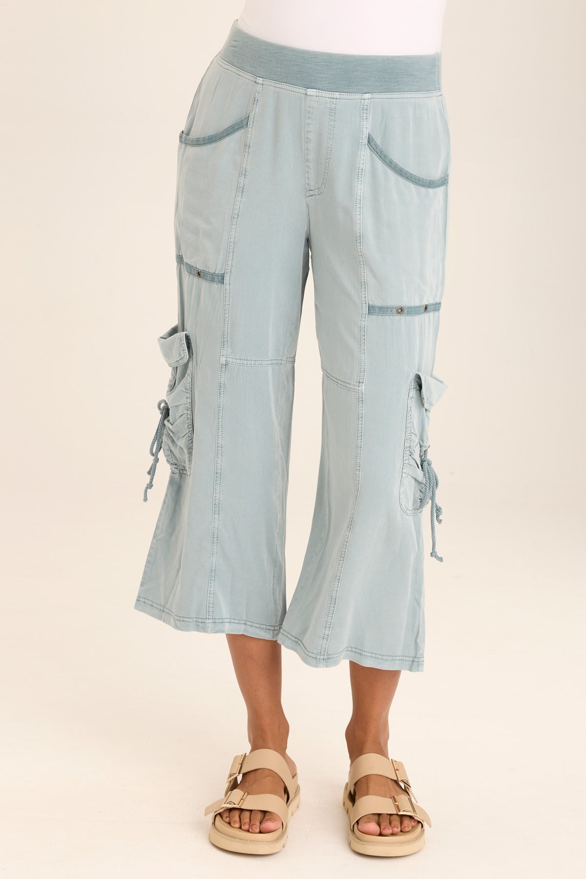 Yana Women's Wide Leg Crop Cargo Pants - High Waisted Casual Gaucho Trousers for Streetwear & Summer Outfits