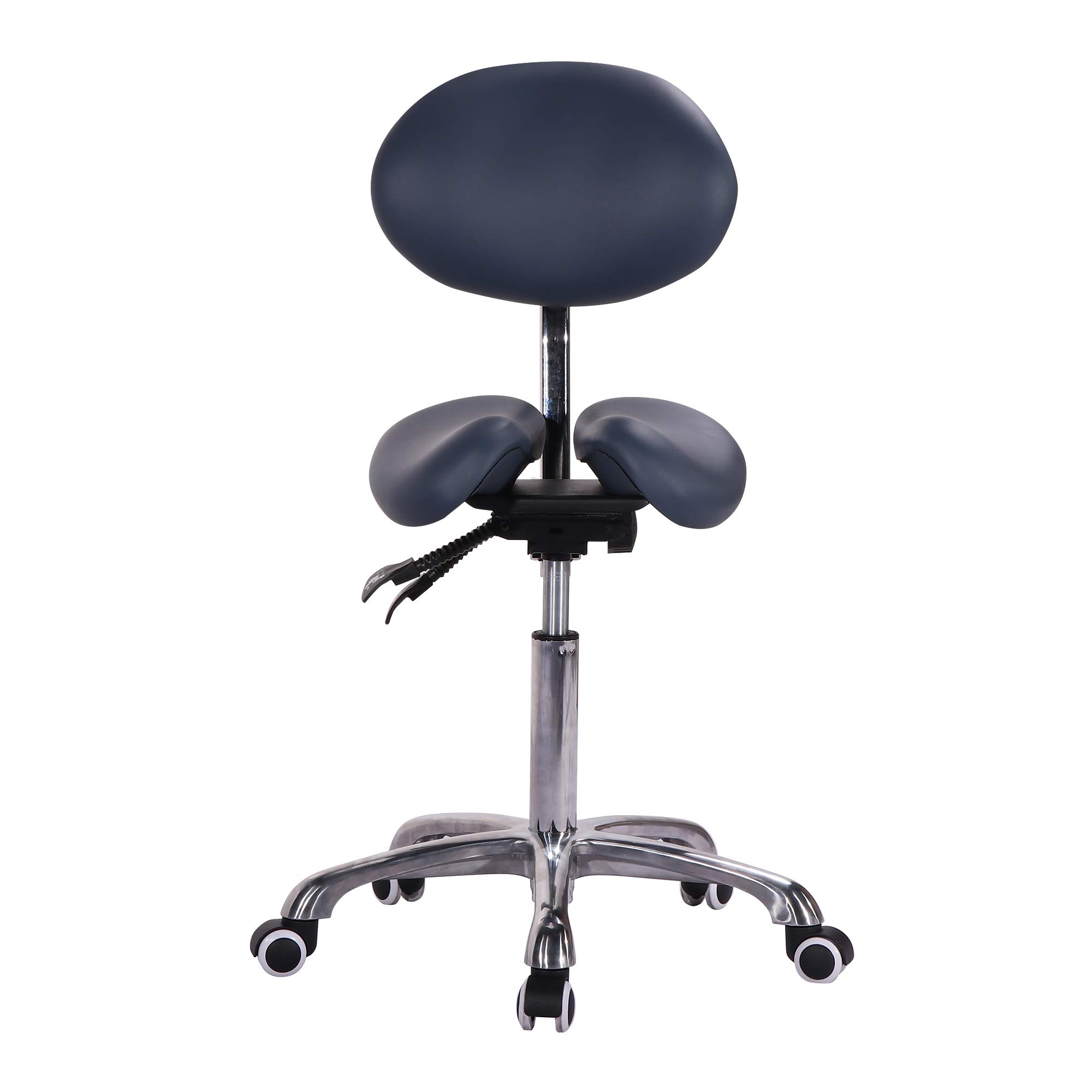 Master Massage Berkeley Split Seat Saddle Stool with Adjustable Backrest & Dual Tilting Options - Royal Blue | Perfect for Chiropractors, Massage Therapists & Office Ergonomics
