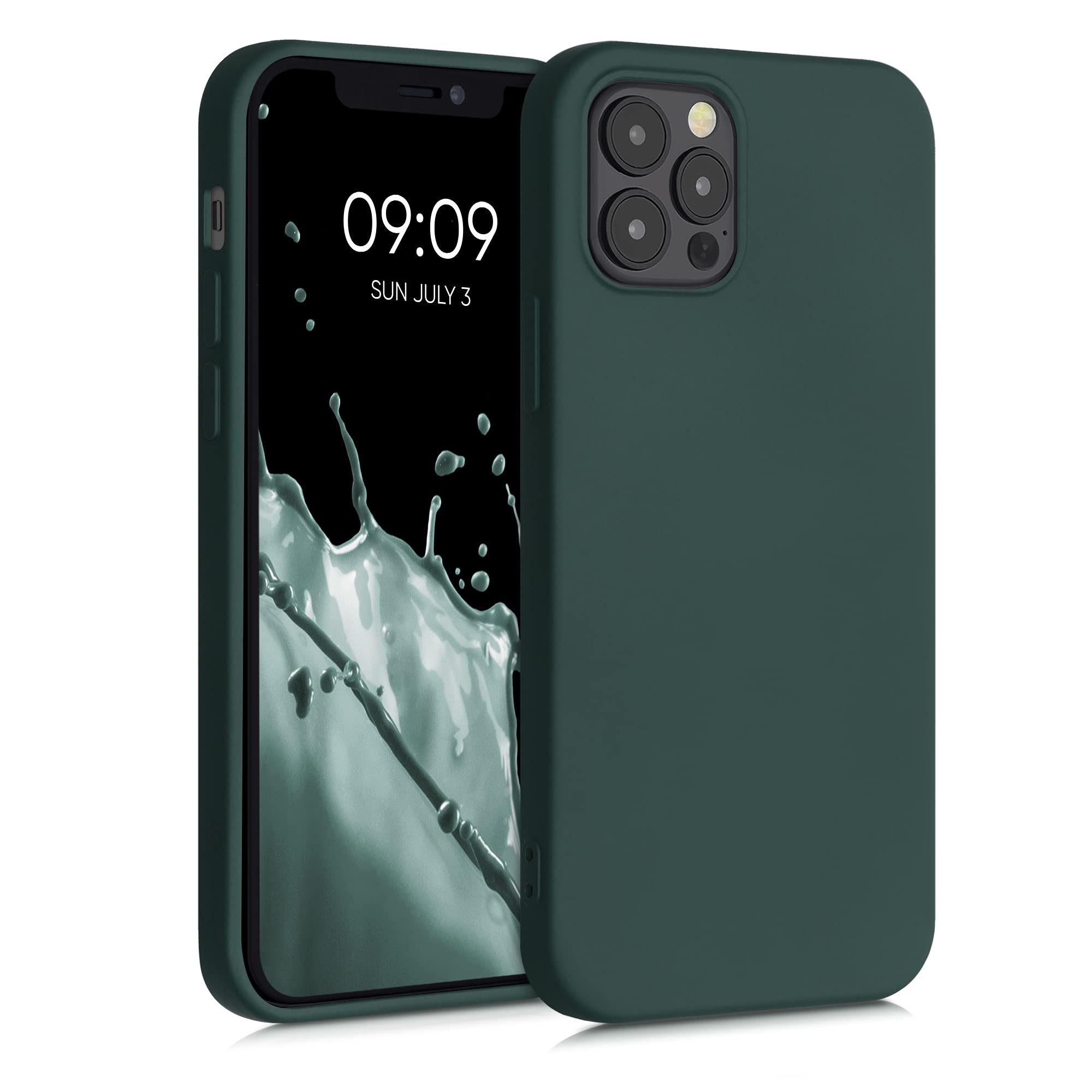 kwmobile Slim Protective TPU Silicone Case for Apple iPhone 12 & iPhone 12 Pro - Shockproof Phone Cover in Moss Green - Perfect for Everyday Use, Work & Outdoor Activities
