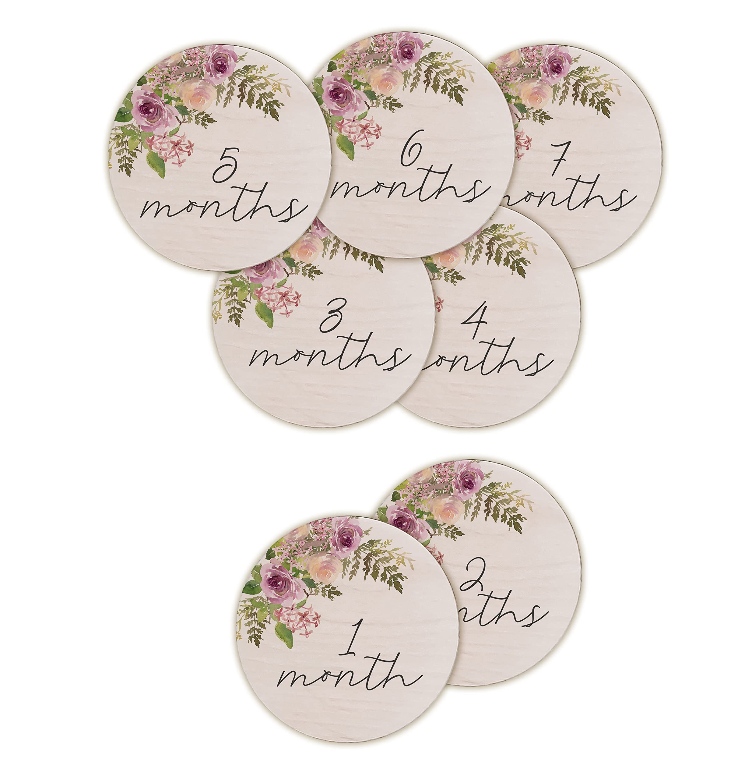 Gender Neutral Wooden Baby Milestone Markers - Monthly Circle Cutout Cards for First Year Memories | Newborn Photo Props, Baby Shower Gift & Keepsake | Perfect for Monthly Photos, Nursery Decor and Memory Books