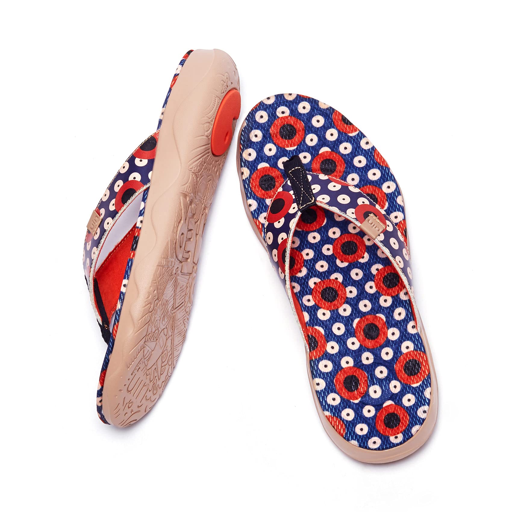 UIN Women's Flip Flops - Comfortable Non-Slip Beach Sandals with Artistic Painting | Summer Casual Thong Slippers for Travel, Poolside, and Outdoor Adventures