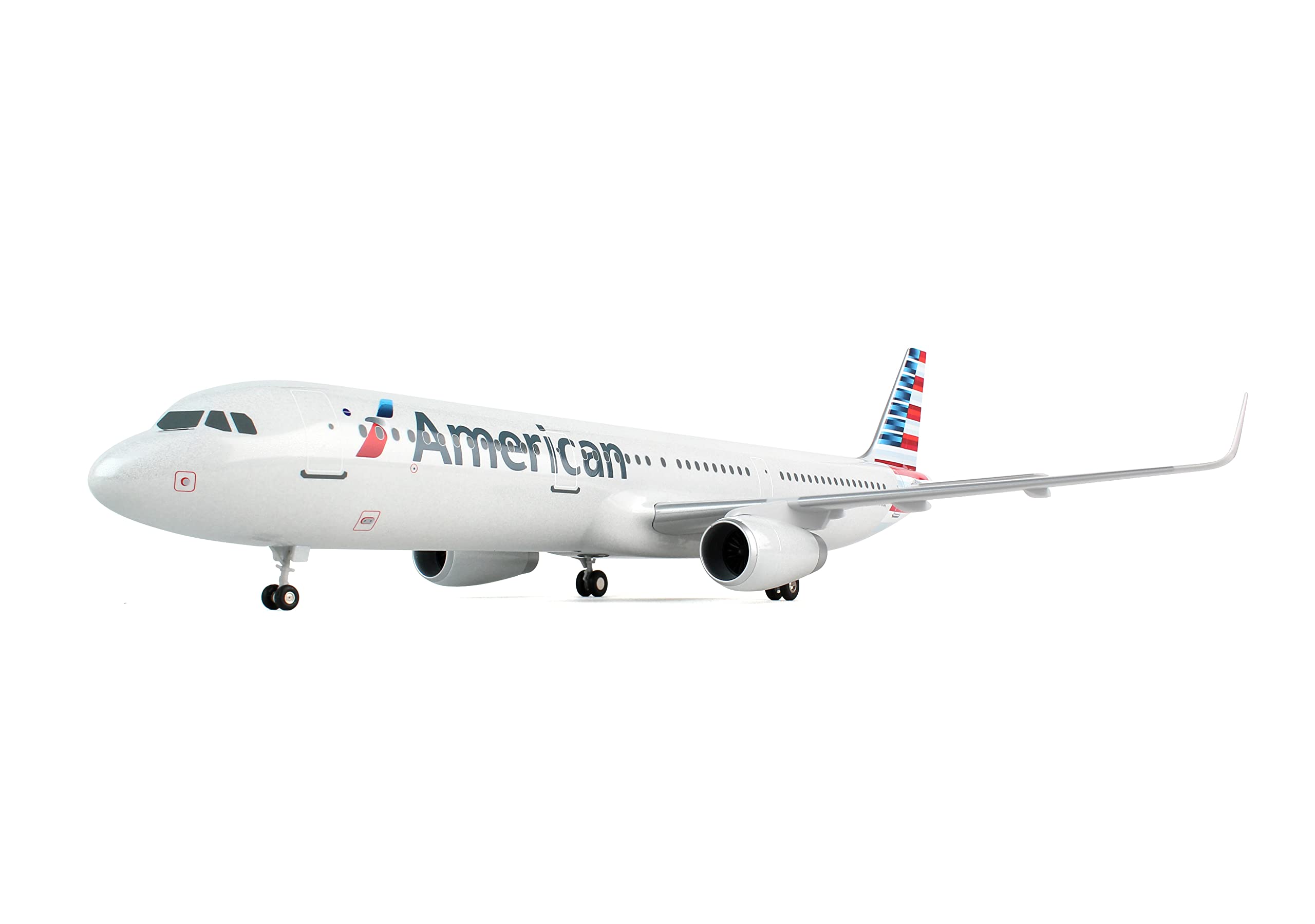 Daron Skymarks American A321 Airplane Model with Wood Stand & Gear - 1/100 Scale Diecast Aircraft Collectible for Aviation Enthusiasts - Perfect for Home Display, Office Decor, and Gift Giving
