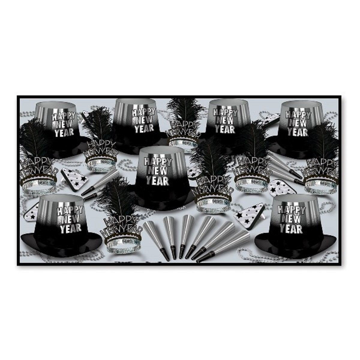 Beistle Silver Entertainer Party Kit for 50 Guests - Premium New Year's Eve Celebration Supplies for Balloons, Decorations & Party Favors | Perfect for NYE Countdown, Holiday Gatherings & Special Occasions