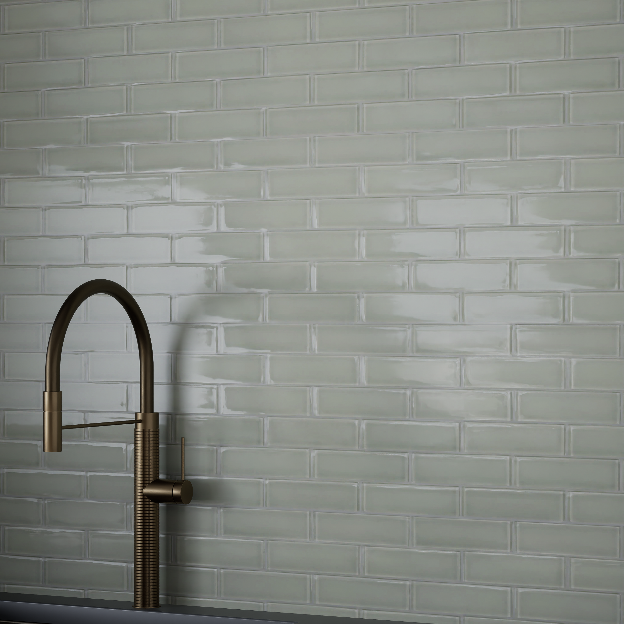 2 x 6 Inch Element Sand Brick Glossy Glass Mosaic Tiles - Peel and Stick Backsplash for Kitchen, Bathroom, and Fireplace Decor