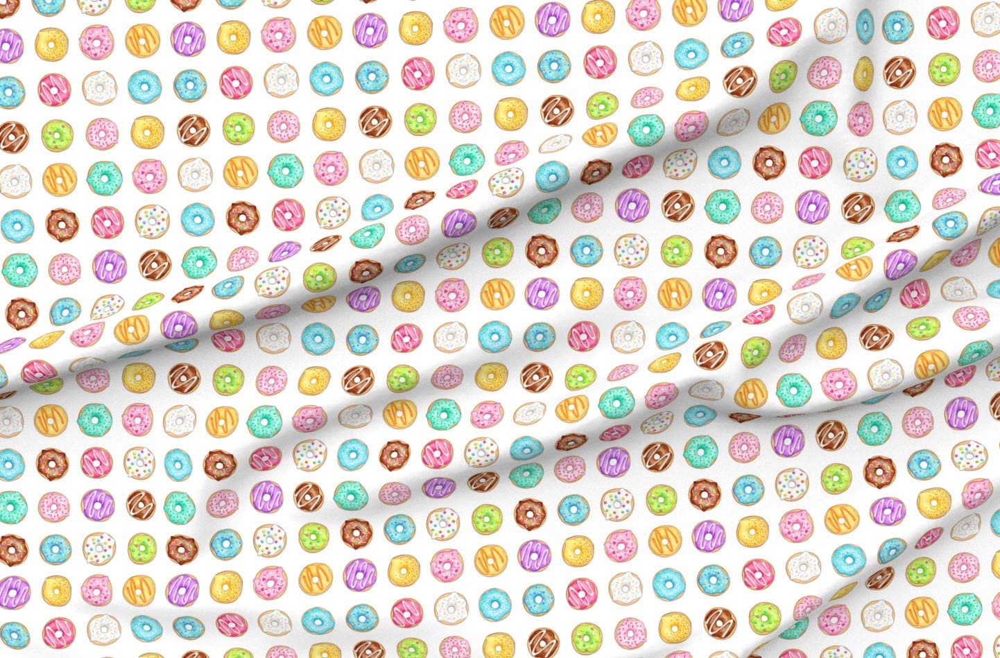 Donut Print Cotton Fabric by Spoonflower - Baking & Food Themed Petal Signature Cotton Fat Quarter for Sewing, Quilting, Apparel & DIY Crafts - Perfect for Kitchen Decor, Aprons & Table Runners