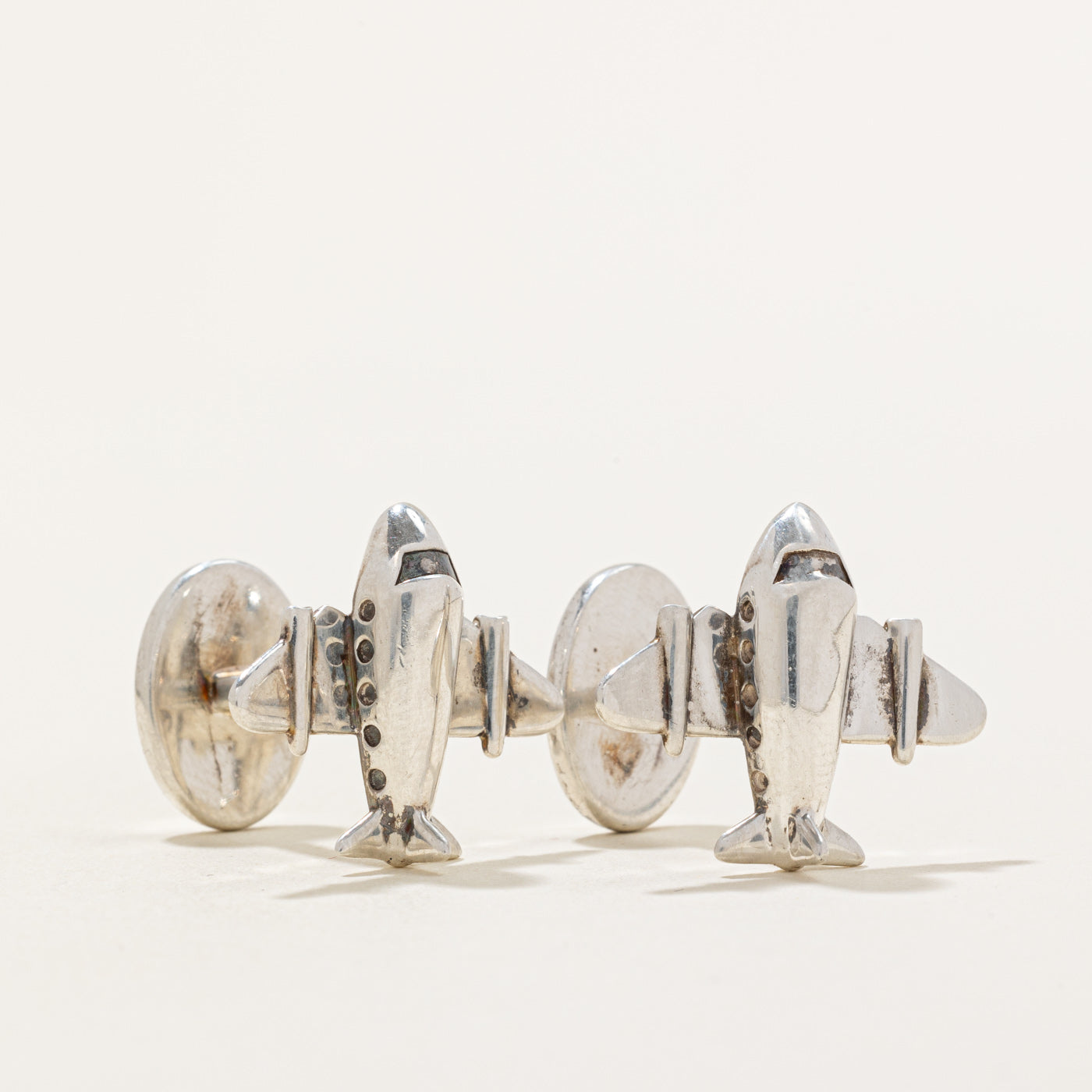 Tiffany & Co Sterling Silver Airplane Cufflinks for Men - Elegant Aviation-Themed Dress Accessories for Weddings, Business & Formal Occasions