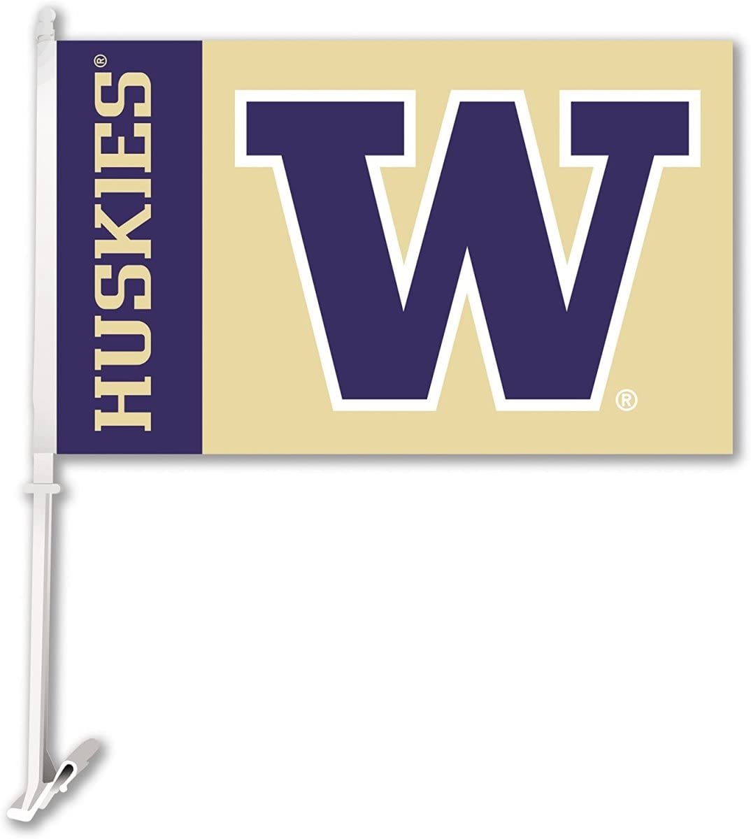 Washington Huskies Car Flag - NCAA Team Spirit Accessories for Game Day & Tailgating - Officially Licensed College Football Fan Gear