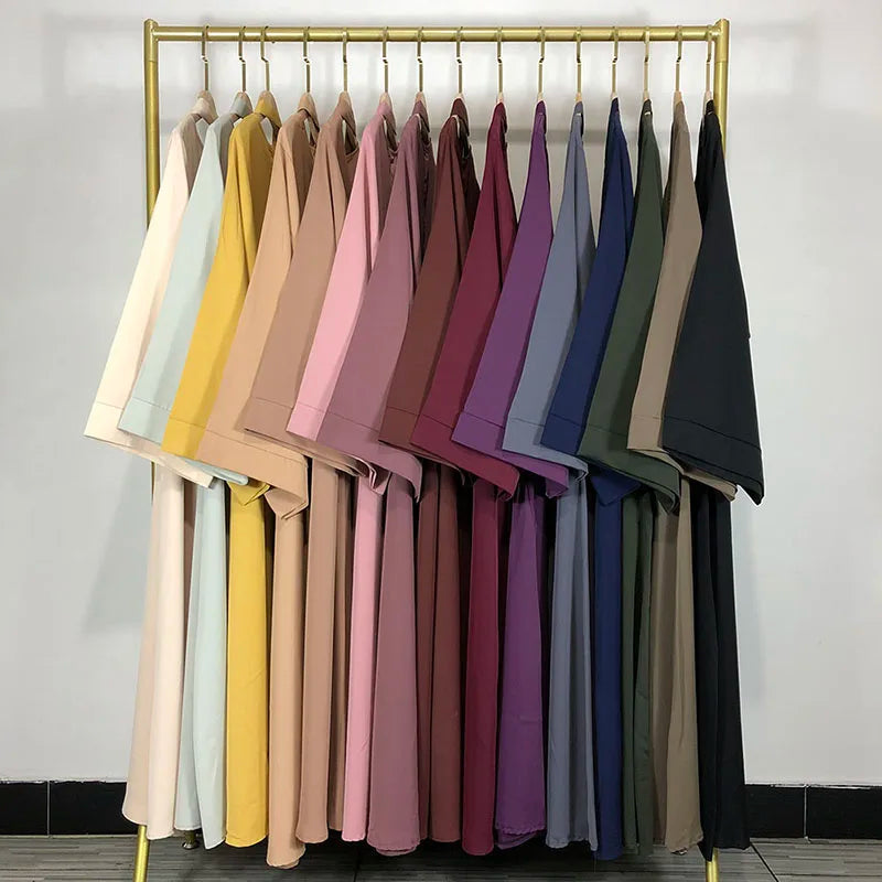 Basic Plain Nida Abaya with Free Belt - Modest Muslim Dress for Women - Perfect for Prayer, Eid, and Special Occasions